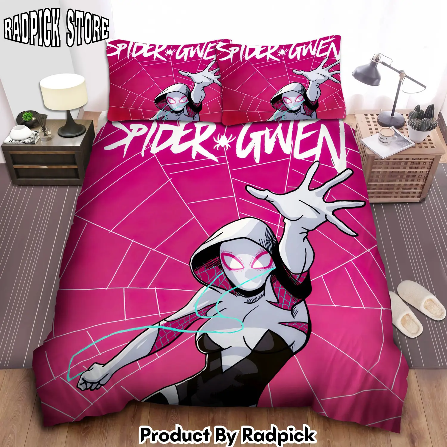 Radpick spidergwen web background comforter duvet cover bed sheets bedding set rp3272091